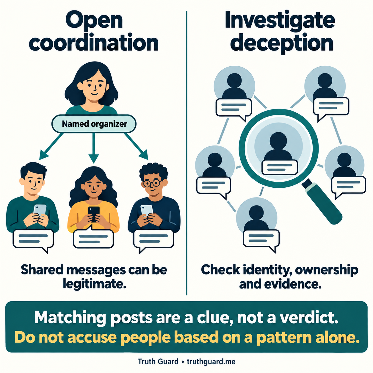 Coordination is not proof of deception